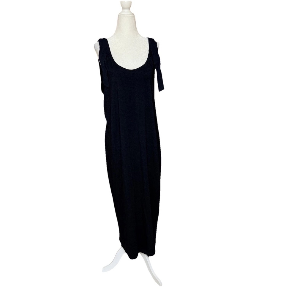 AG Adriano Goldschmied Open Back Midi Dress M Navy Tencel Stretch D-Ring Straps
